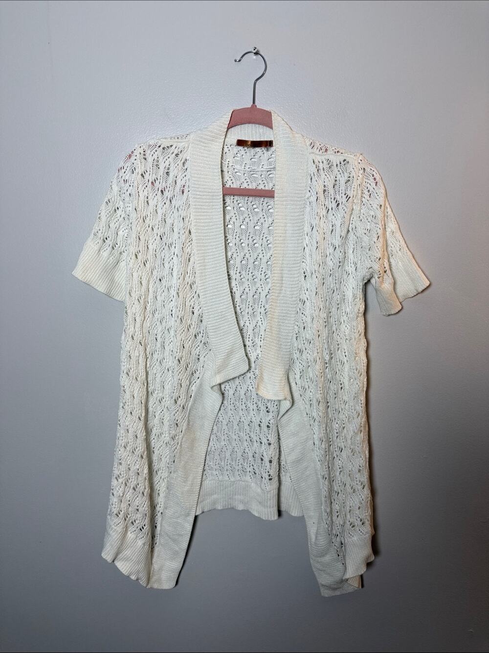 Belldini Open-Front Short Sleeve Knit Cardigan Size Medium